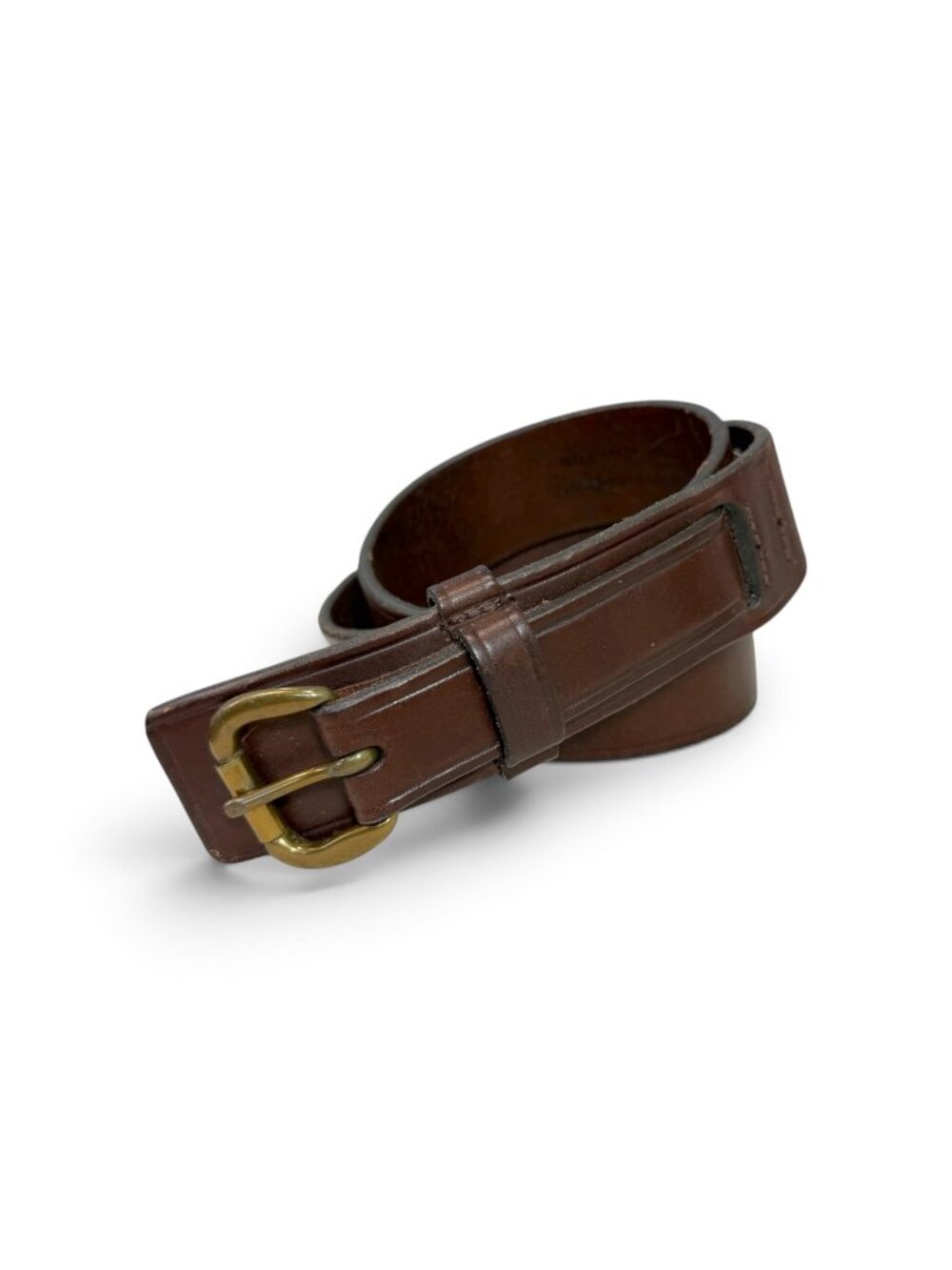Polo Ralph Lauren 1.5" Italian Saddle Flap Vintage Belt Brown Leather NWT Sz 36